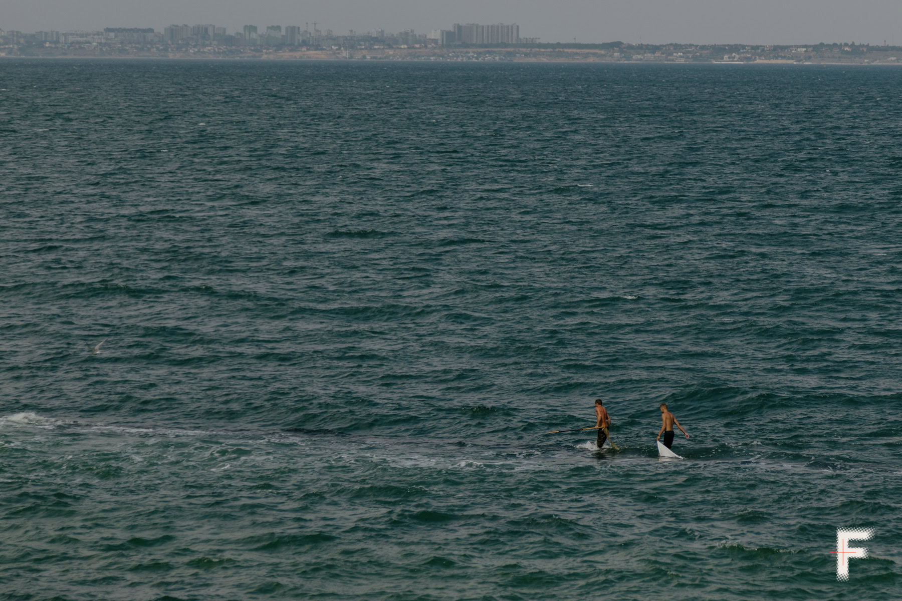 Чоловіки заходять у Чорне море влітку на узбережжі Одеси