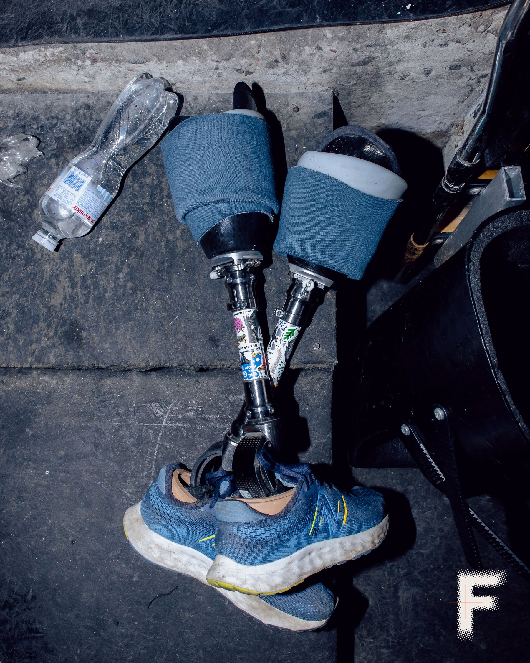 Leaving their prosthetics in the stands, veterans enter the ice rink